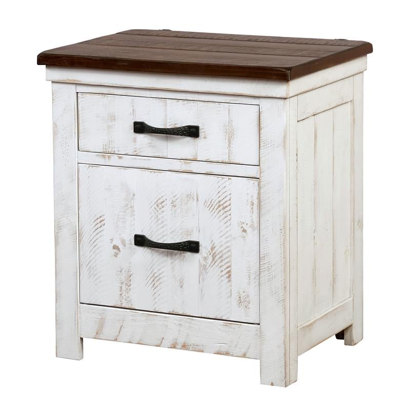 Furniture of America Chala Wood Distressed White 2-Drawer Nightstands (Set of 2)