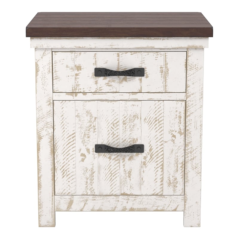 Furniture of America Chala Wood Distressed White 2-Drawer Nightstands (Set of 2)