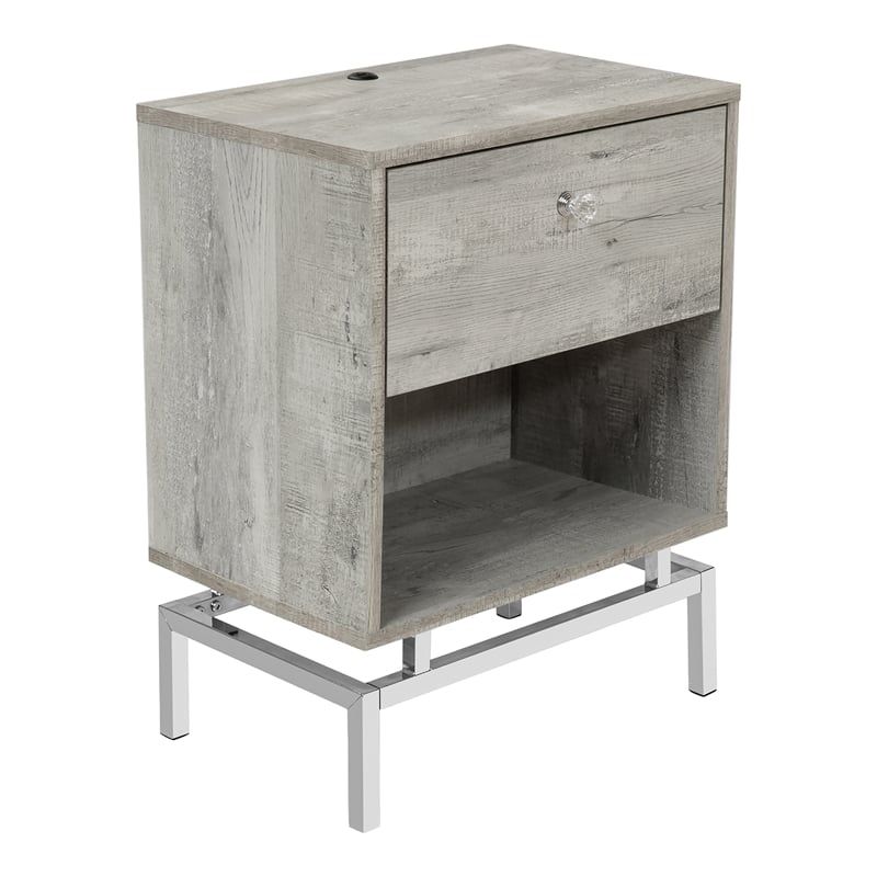 Furniture of America Lyn Wood End Table with USB Port in Light Gray (Set of 2)