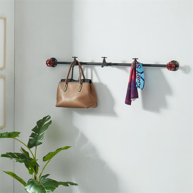 Furniture of America Meritor Metal 5-Hook Coat Rack in Sand Black (Set of 2)