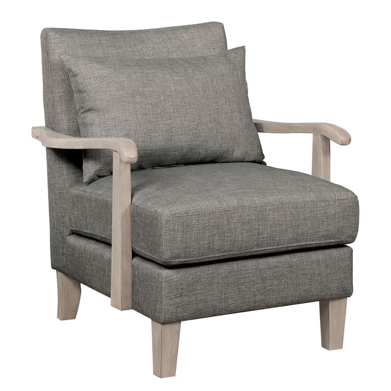 Furniture of America Ciela Faux Leather Accent Chair in Gray (Set of 2)