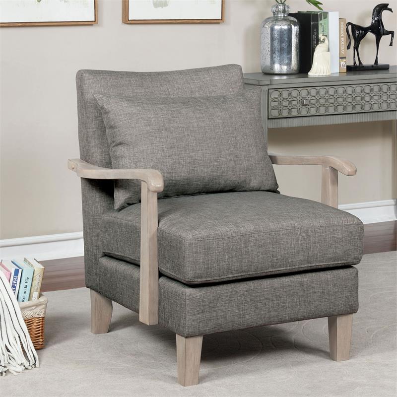 Furniture of America Ciela Faux Leather Accent Chair in Gray (Set of 2)