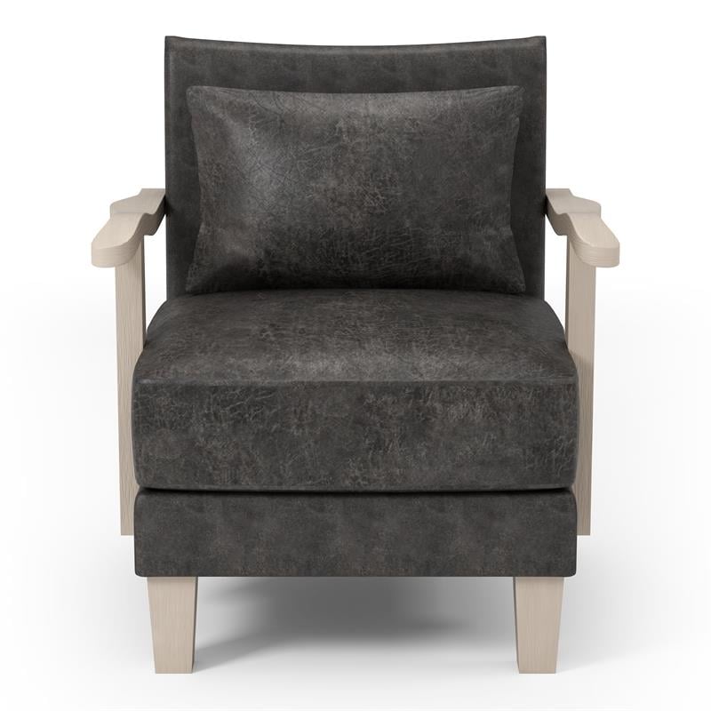 Furniture of America Ciela Faux Leather Accent Chair in Light Gray (Set of 2)