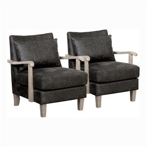 Furniture of America Ciela Faux Leather Accent Chair in Light Gray (Set of 2)