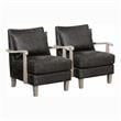 Furniture of America Ciela Faux Leather Accent Chair in Light Gray (Set of 2)