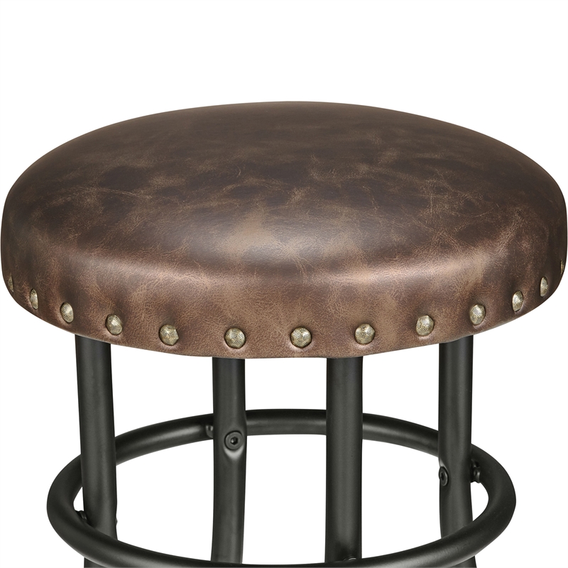Furniture of America Casta Faux Leather Nailhead Bar Stool in Bronze (Set of 2)