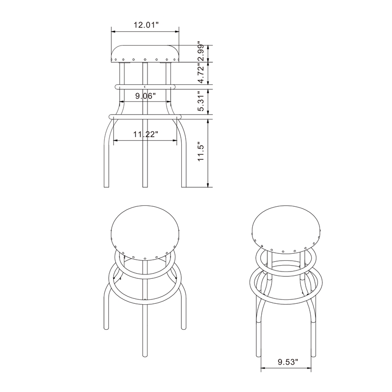 Furniture of America Casta Faux Leather Nailhead Bar Stool in Bronze (Set of 2)