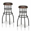Furniture of America Casta Faux Leather Nailhead Bar Stool in Bronze (Set of 2)