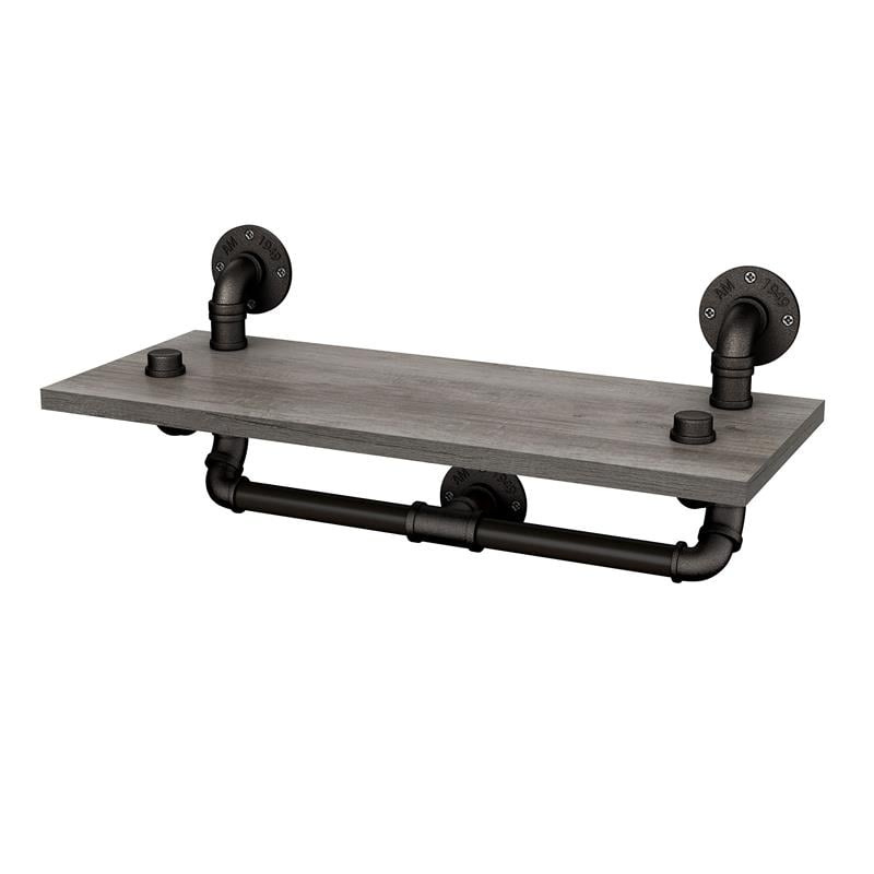 Furniture of America Gren Metal Floating Shelf in Gray and Black (Set of 2)