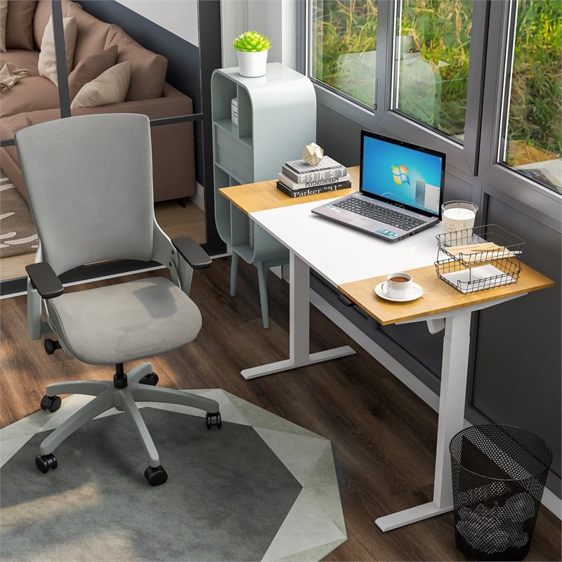 Furniture of America Tilah Modern Metal 2-Piece Desk and Chair Set in White