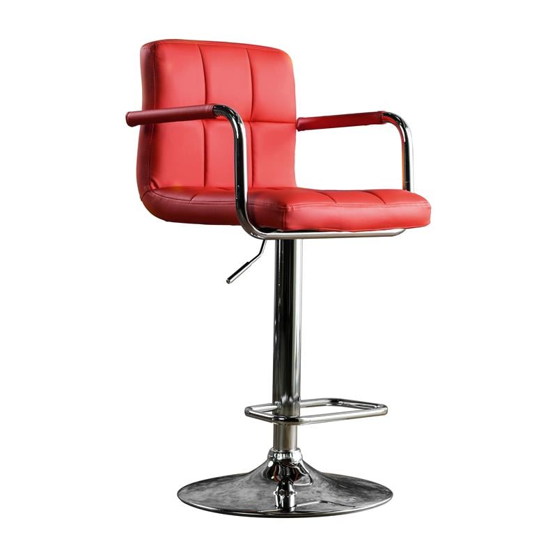 Furniture of America Reiley Metal Adjustable Barstool in Red (Set of 2)