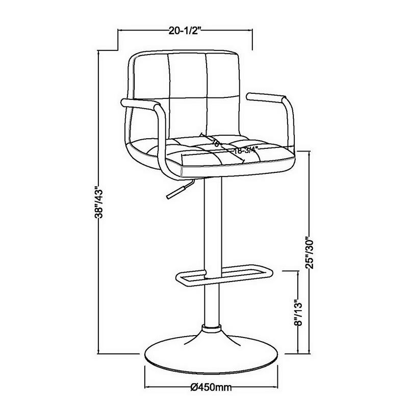 Furniture of America Reiley Metal Adjustable Barstool in Red (Set of 2)