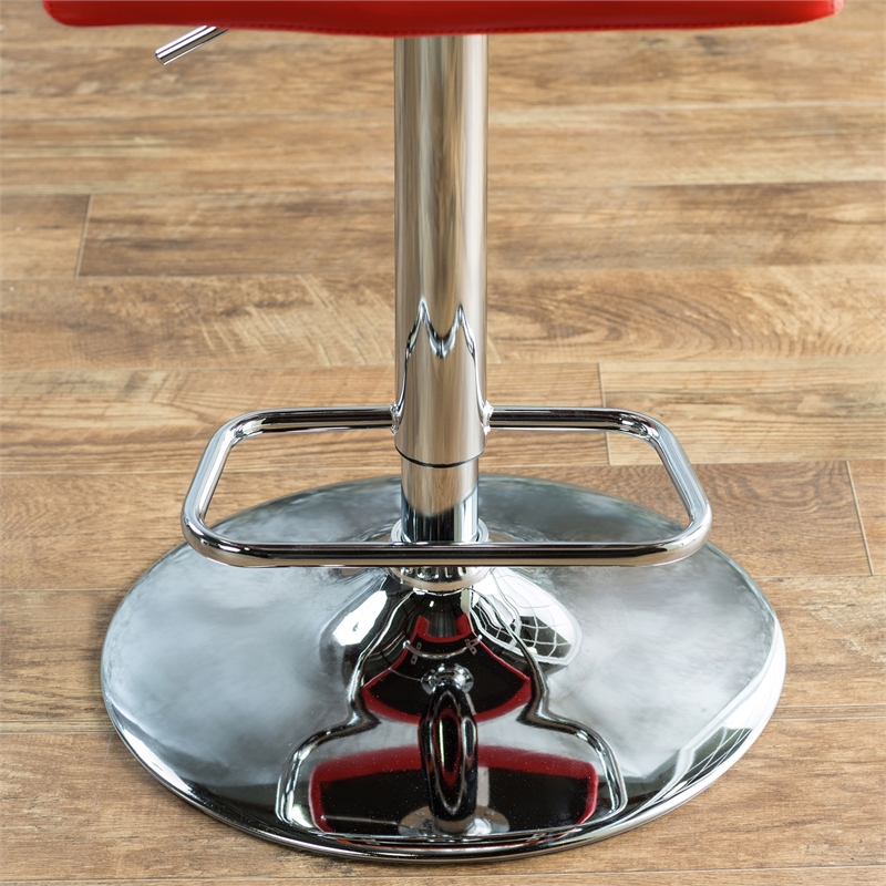 Furniture of America Reiley Metal Adjustable Barstool in Red (Set of 2)