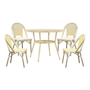 furniture of america devey aluminum patio bistro table and yellow chairs
