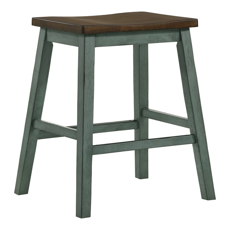 Furniture of America Silva Wood 5-Piece Counter Dining Set in Antique Green