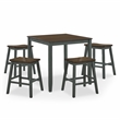 Furniture of America Silva Wood 5-Piece Counter Dining Set in Antique Gray