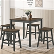 Furniture of America Silva Wood 5-Piece Counter Dining Set in Antique Gray