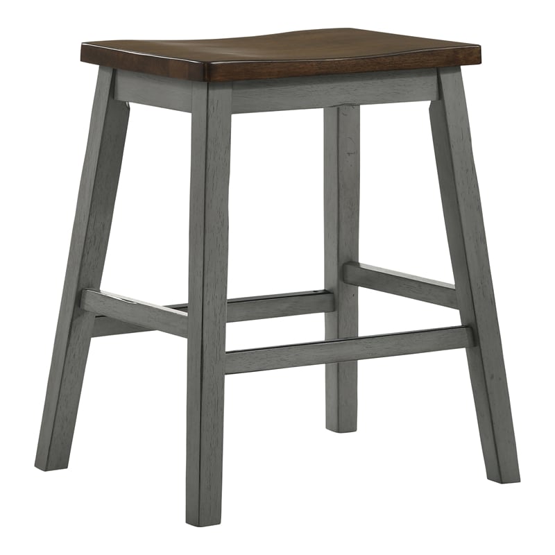 Furniture of America Silva Wood 5-Piece Counter Dining Set in Light Gray