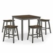 Furniture of America Silva Wood 5-Piece Counter Dining Set in Light Gray