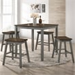Furniture of America Silva Wood 5-Piece Counter Dining Set in Light Gray