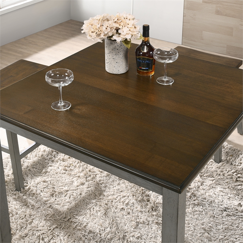 Furniture of America Silva Wood 5-Piece Counter Dining Set in Light Gray