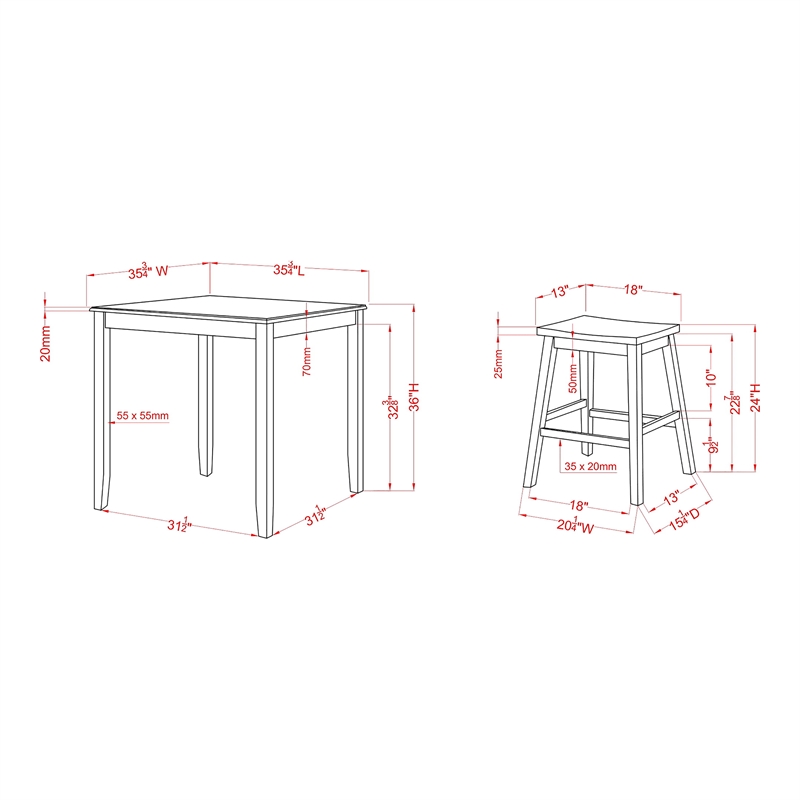 Furniture of America Silva Wood 5-Piece Counter Dining Set in Light Gray