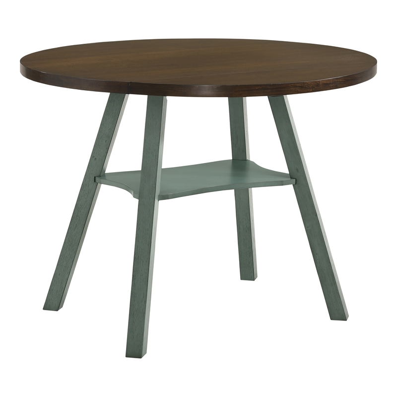 Furniture of America Elda Wood Drop-Leaf Counter Height Table in Antique Green
