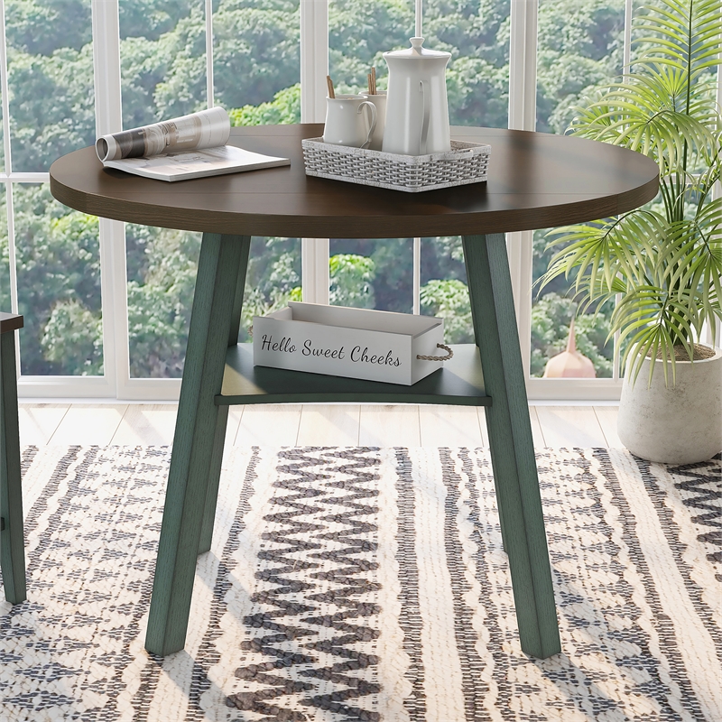 Furniture of America Elda Wood Drop-Leaf Counter Height Table in Antique Green