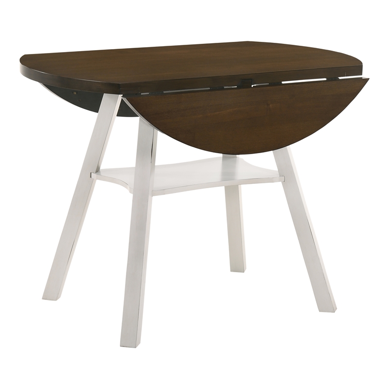 Furniture of America Elda Wood Drop-Leaf Counter Height Table in Sea White