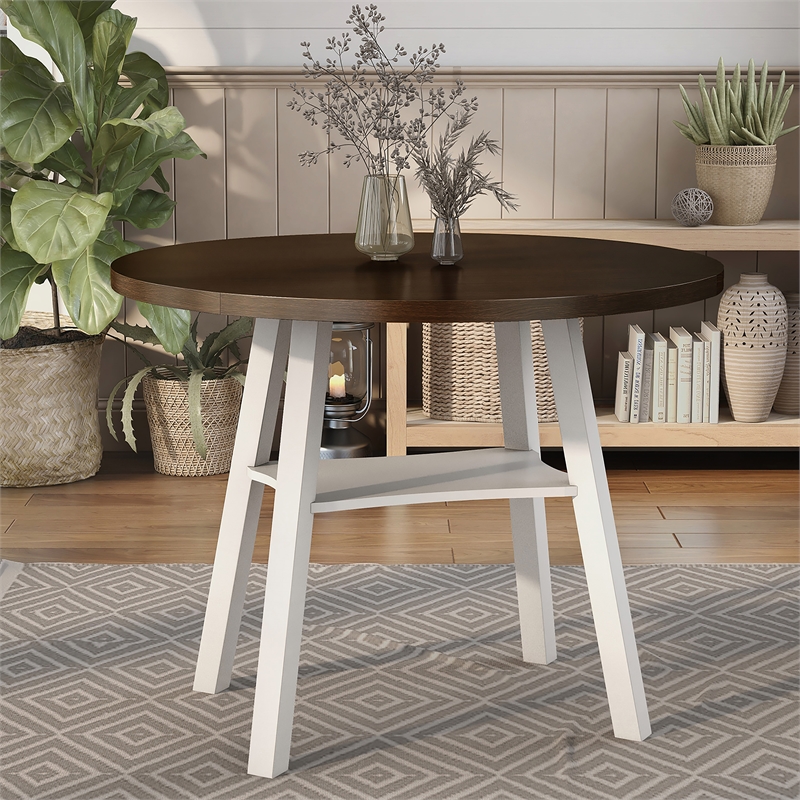 Furniture of America Elda Wood Drop-Leaf Counter Height Table in Sea White