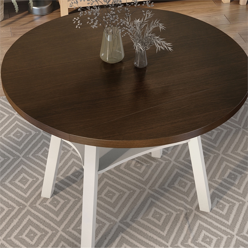 Furniture of America Elda Wood Drop-Leaf Counter Height Table in Sea White