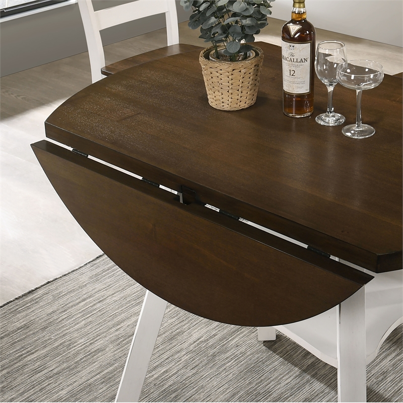 Furniture of America Elda Wood Drop-Leaf Counter Height Table in Sea White