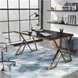 Furniture of America Egala Contemporary Black Glass Top Dining Table