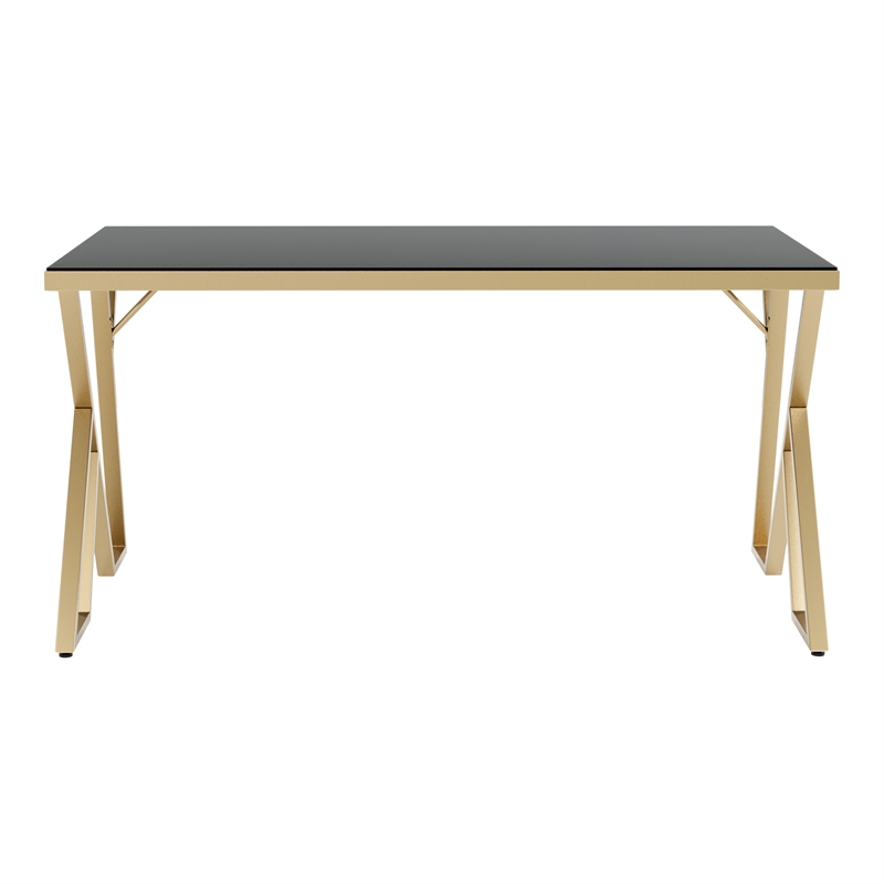 Furniture of America Egala Contemporary Black Glass Top Dining Table