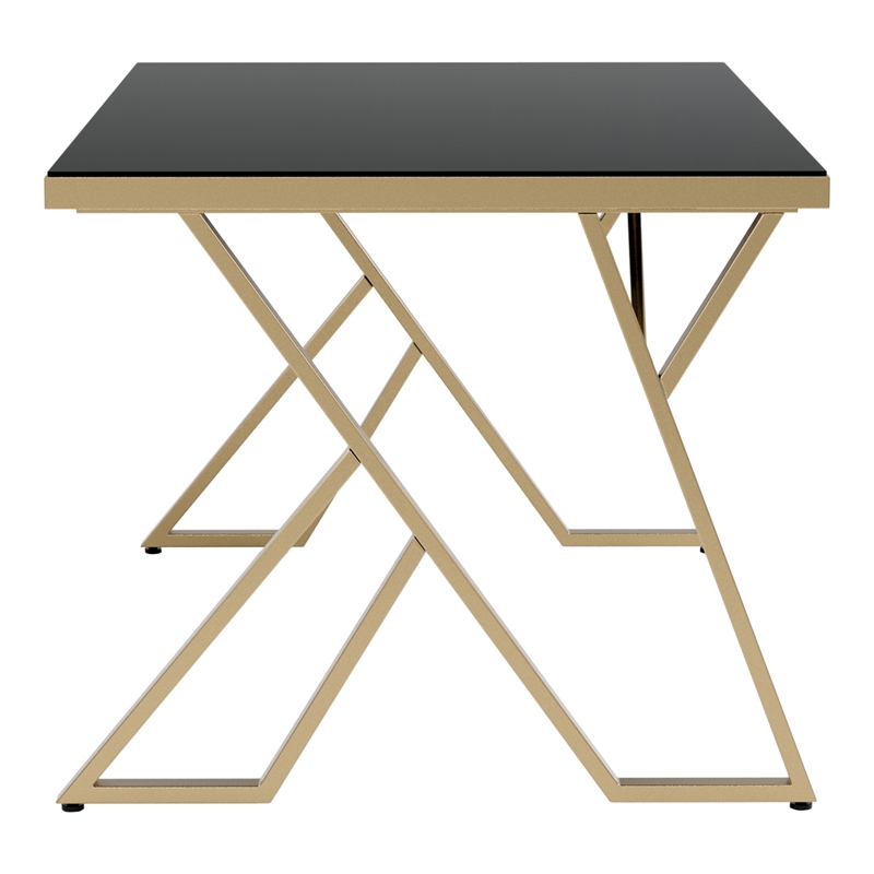 Furniture of America Egala Contemporary Black Glass Top Dining Table