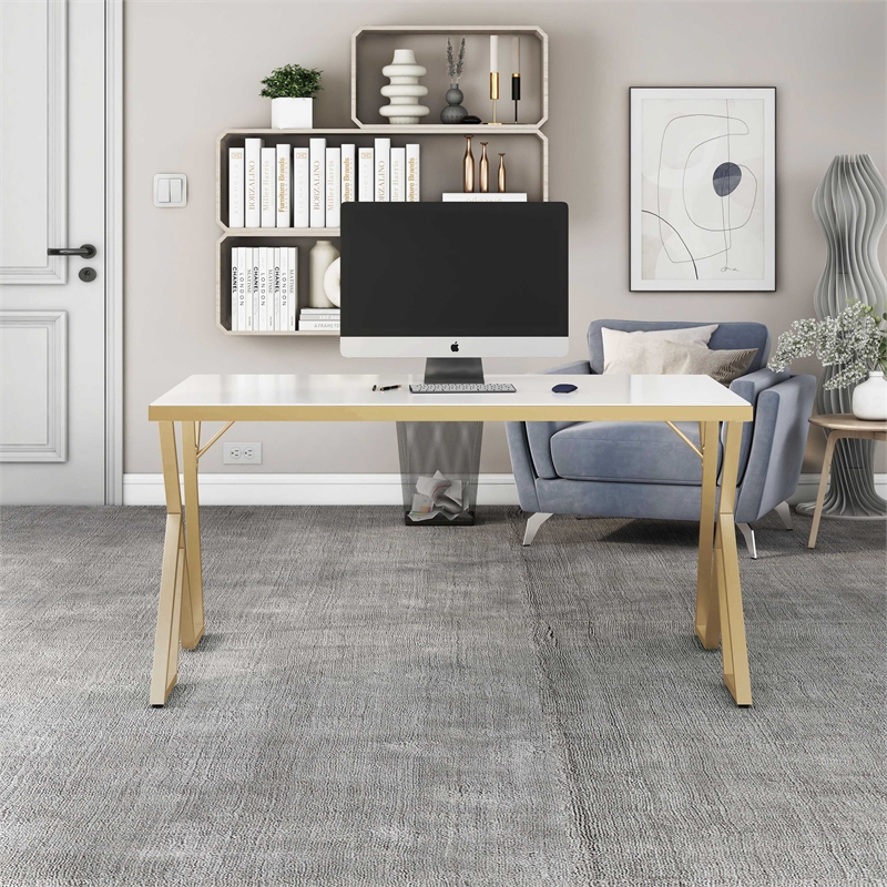 Furniture of America Egala Contemporary White Glass Top Dining Table