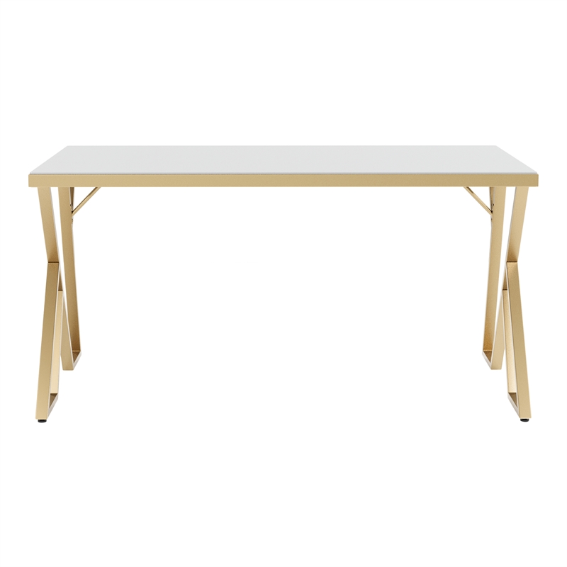 Furniture of America Egala Contemporary White Glass Top Dining Table