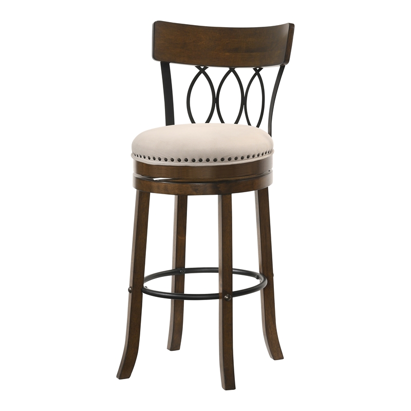 Furniture of America Beka Wood 29-Inch Swivel Bar Stool in Oak (Set of 2)