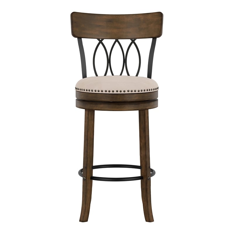Furniture of America Beka Wood 29-Inch Swivel Bar Stool in Oak (Set of 2)