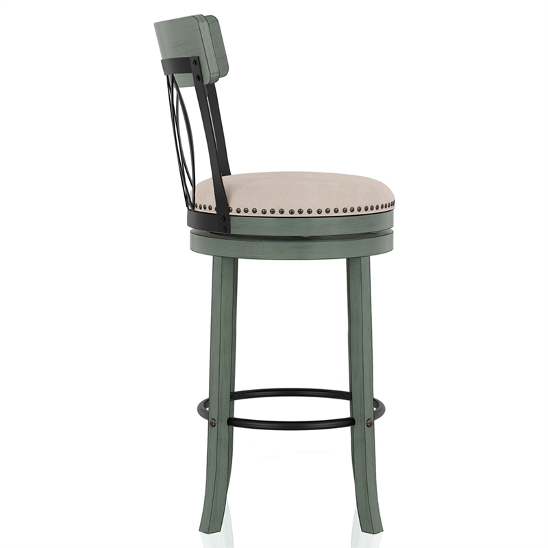 Furniture of America Beka Wood 29-Inch Swivel Bar Stool in Green (Set of 2)