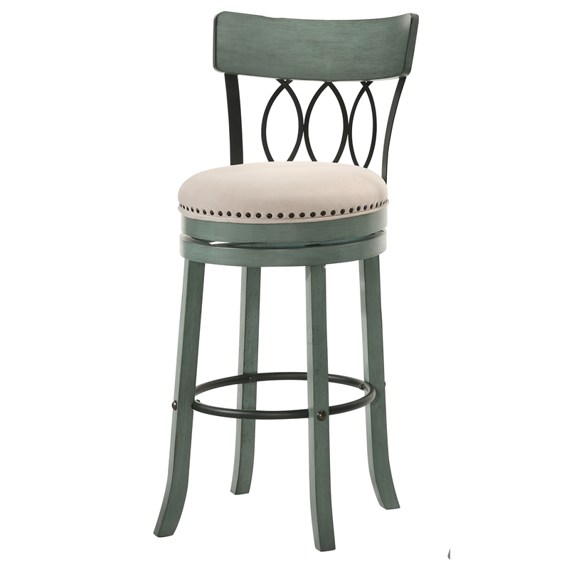 Furniture of America Beka Wood 29-Inch Swivel Bar Stool in Green (Set of 2)