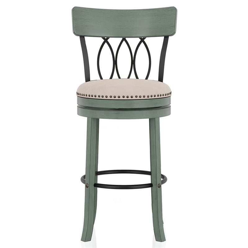 Furniture of America Beka Wood 29-Inch Swivel Bar Stool in Green (Set of 2)