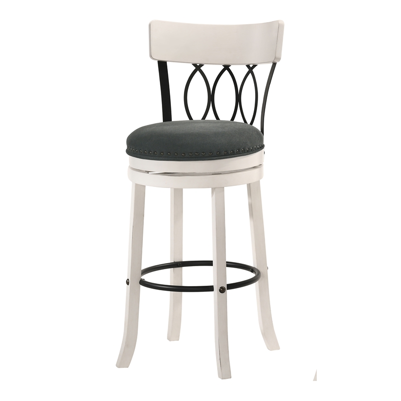 Furniture of America Beka Wood 29-Inch Swivel Bar Stool in Sea White (Set of 2)