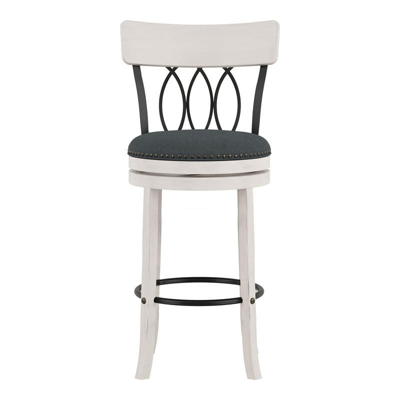 Furniture of America Beka Wood 29-Inch Swivel Bar Stool in Sea White (Set of 2)