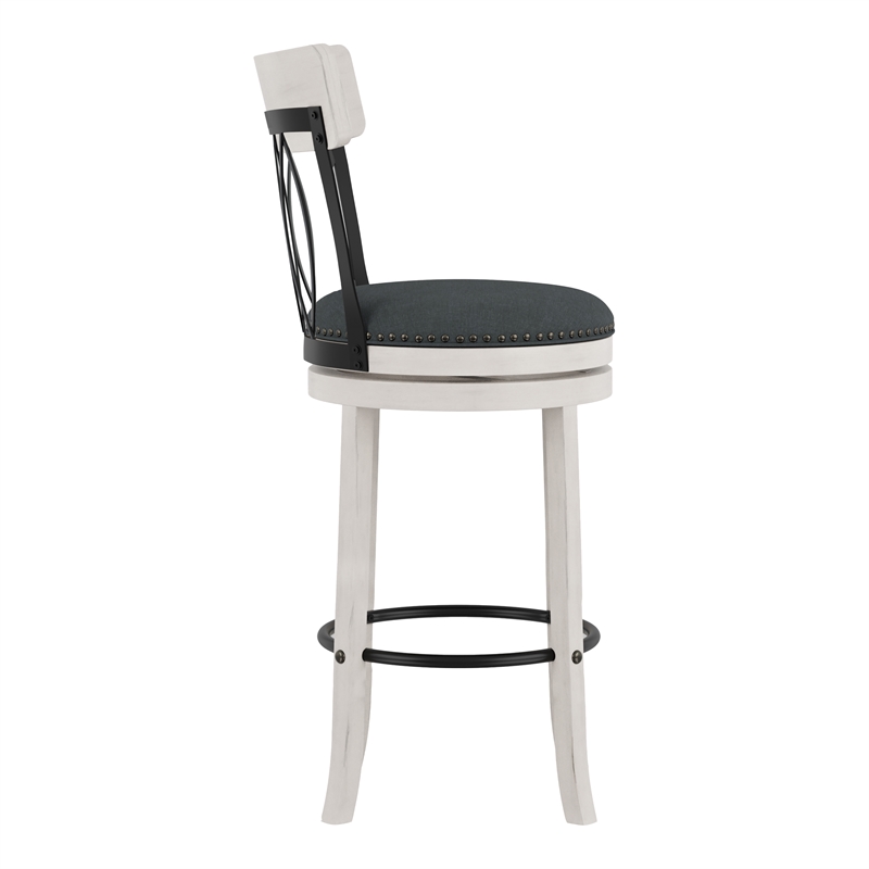 Furniture of America Beka Wood 29-Inch Swivel Bar Stool in Sea White (Set of 2)