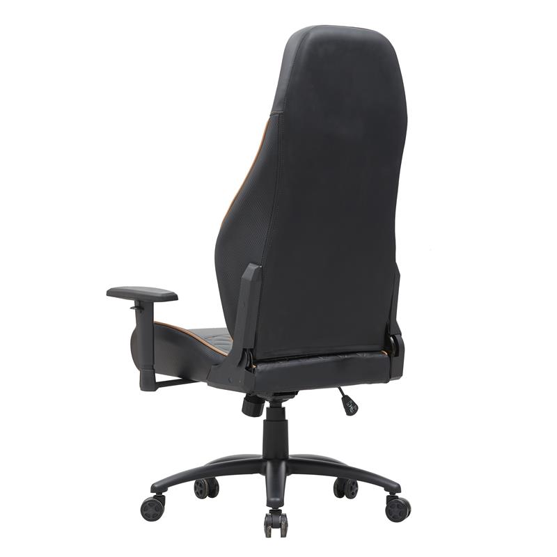 Furniture of America Aguil Faux Leather Adjustable Gaming Chair in Black & Brown