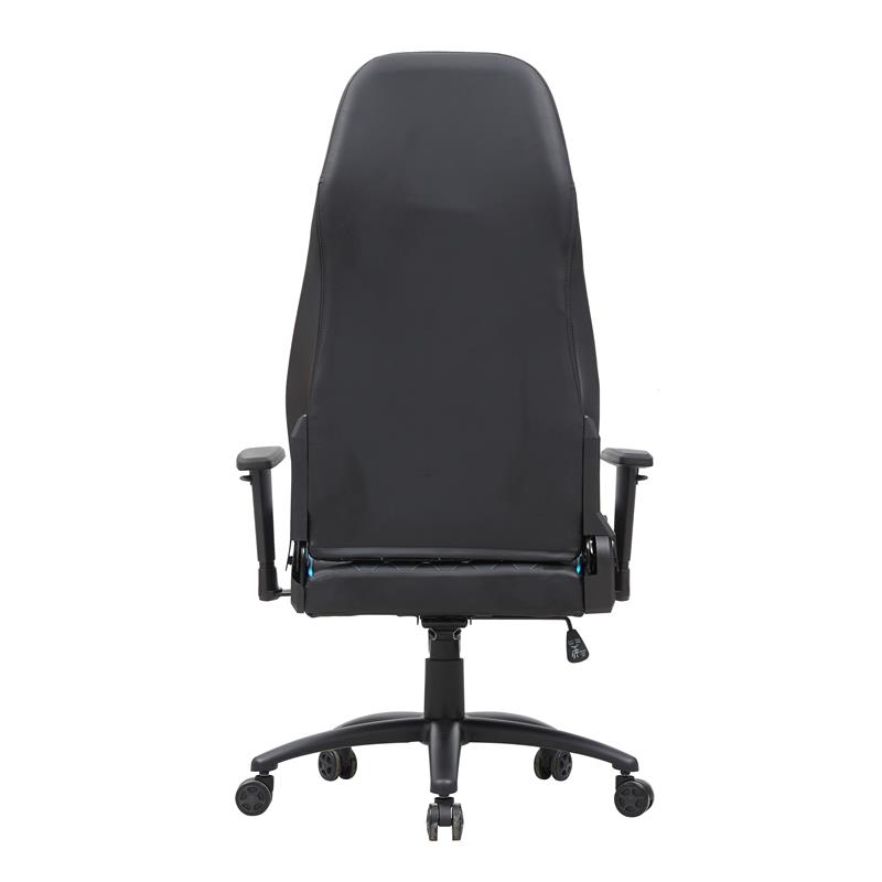 Furniture of America Aguil Faux Leather Adjustable Gaming Chair in Black & Blue