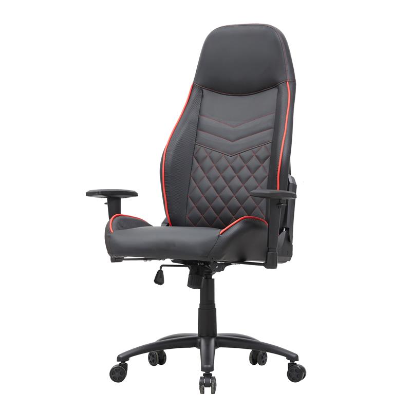 Furniture of America Aguil Faux Leather Adjustable Gaming Chair in Black & Red