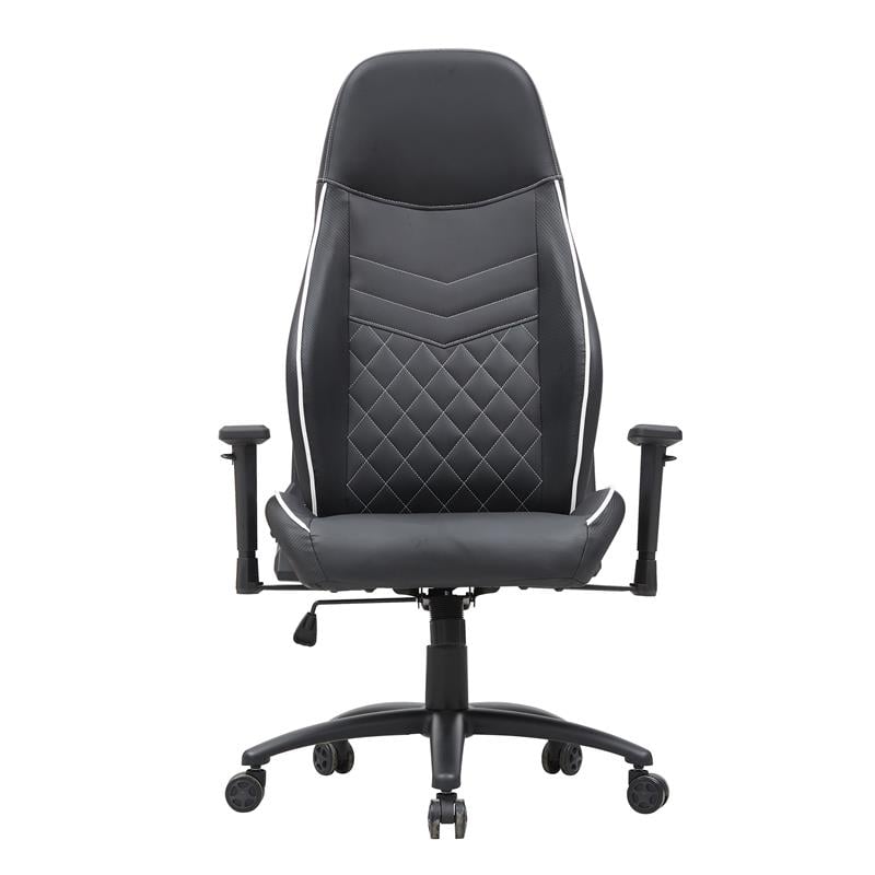 Furniture of America Aguil Faux Leather Adjustable Gaming Chair in Black & White