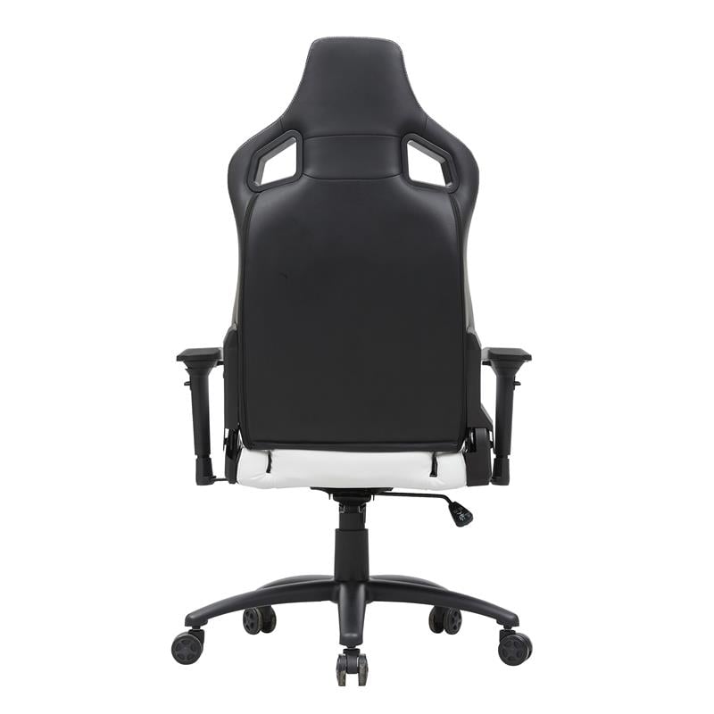 Furniture of America Singe Faux Leather Adjustable Gaming Chair in White & Black